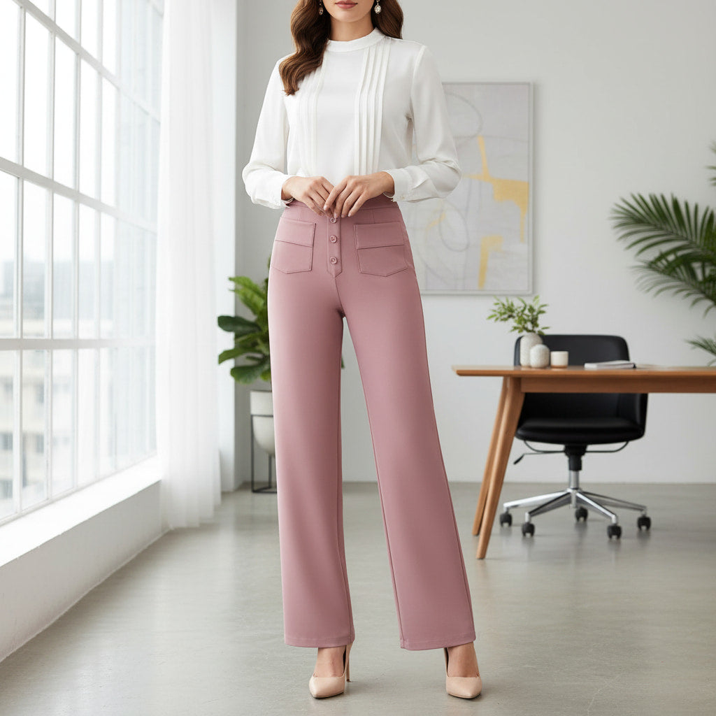 VEIGGARA | Pantalon décontracté taille haute