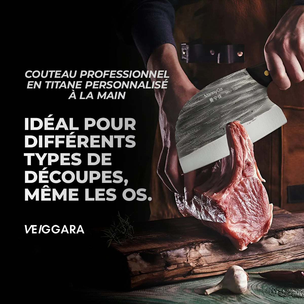 VEIGGARA | Coltello professionale in titanio personalizzato a mano