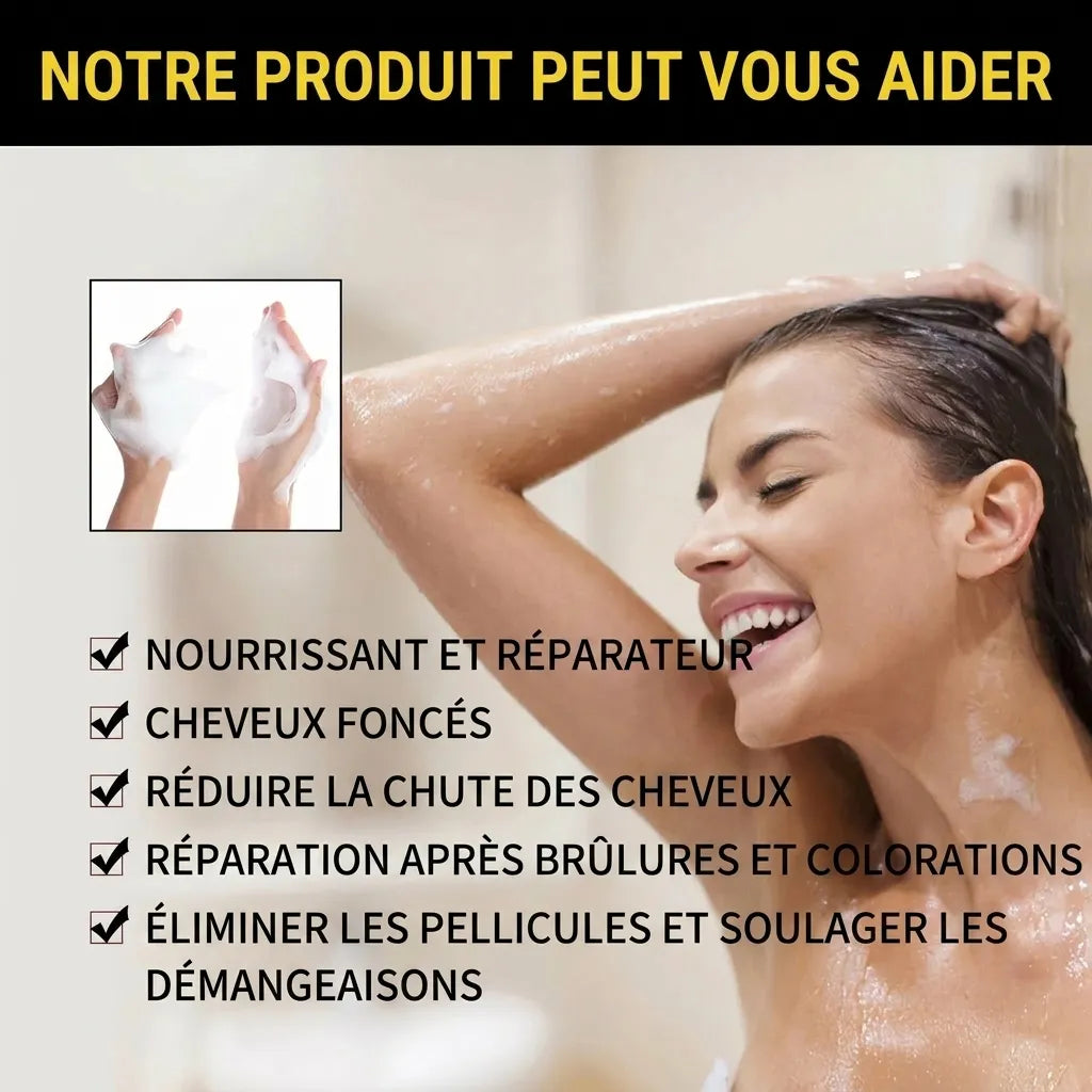 Shampoing réparateur et colorant pour cheveux noirs | Veiggara