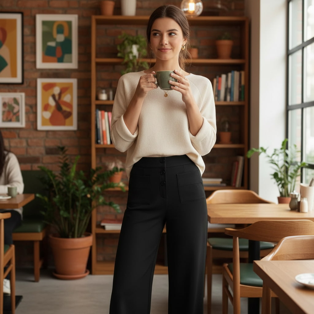 VEIGGARA | Pantalon décontracté taille haute